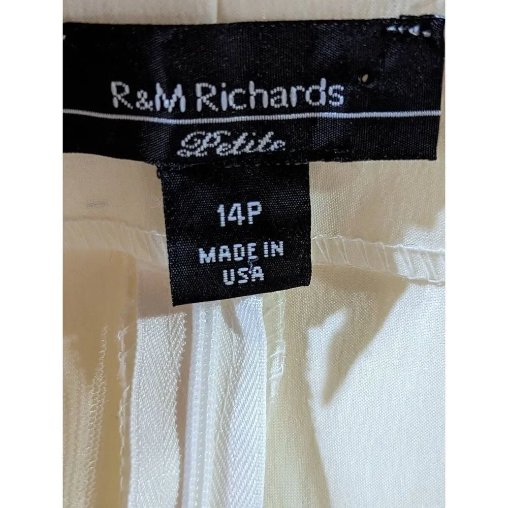R And M Richards Vintage Women's Cream V-Neck Ruched Crossover Blouse Top Size P